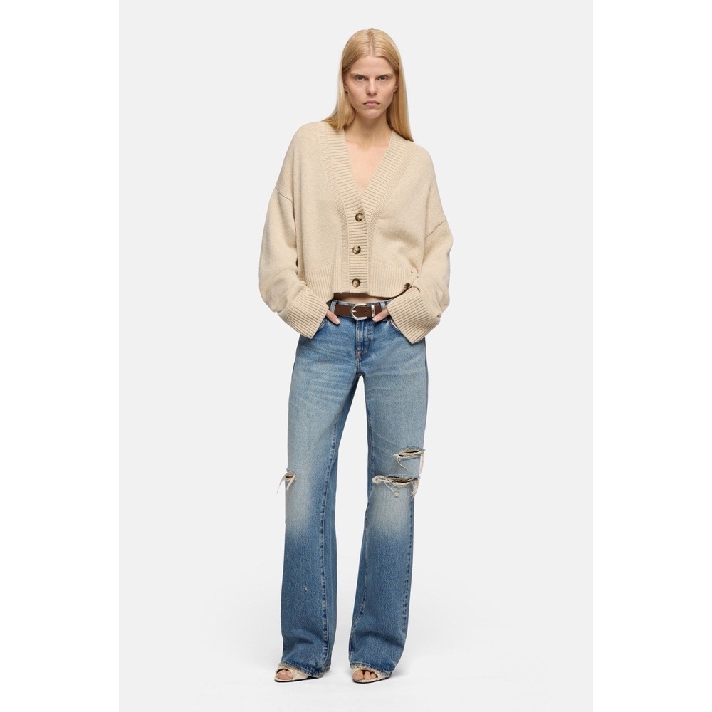 7 For All Mankind women's low  Rise Straight Blue Denim Jeans Distressed NWT 30